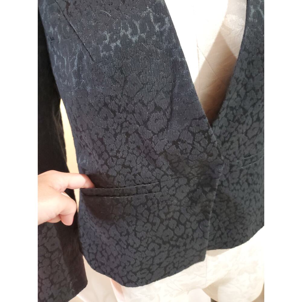 Ann Taylor LOFT Womens Leopard Print Jaquard Blazer Jacket Size 4 Petite Black - Picture 5 of 11